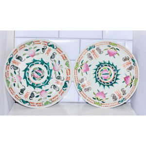 Antique Chinese Bowls with Peaches and Bats Guangxu Late Qing Set